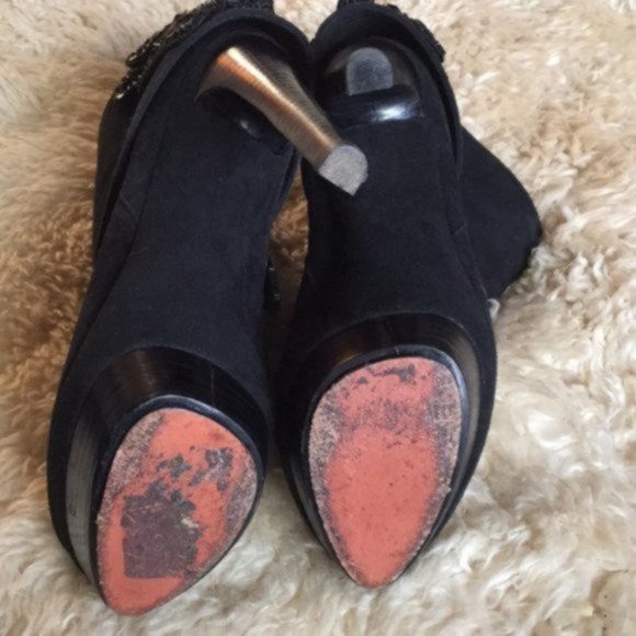 Rachel Zoe Ava (8.5) Black Kid-Suede Adorned Stiletto Platform Booties - Picture 6 of 8